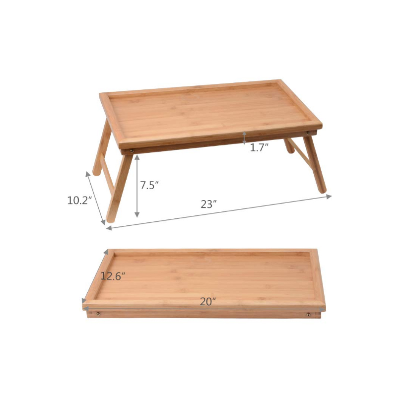 Folding Laptop Table Breakfast Serving Bed Trays, Adjustable Foldable with Flip Top and Legs Computer desk stand